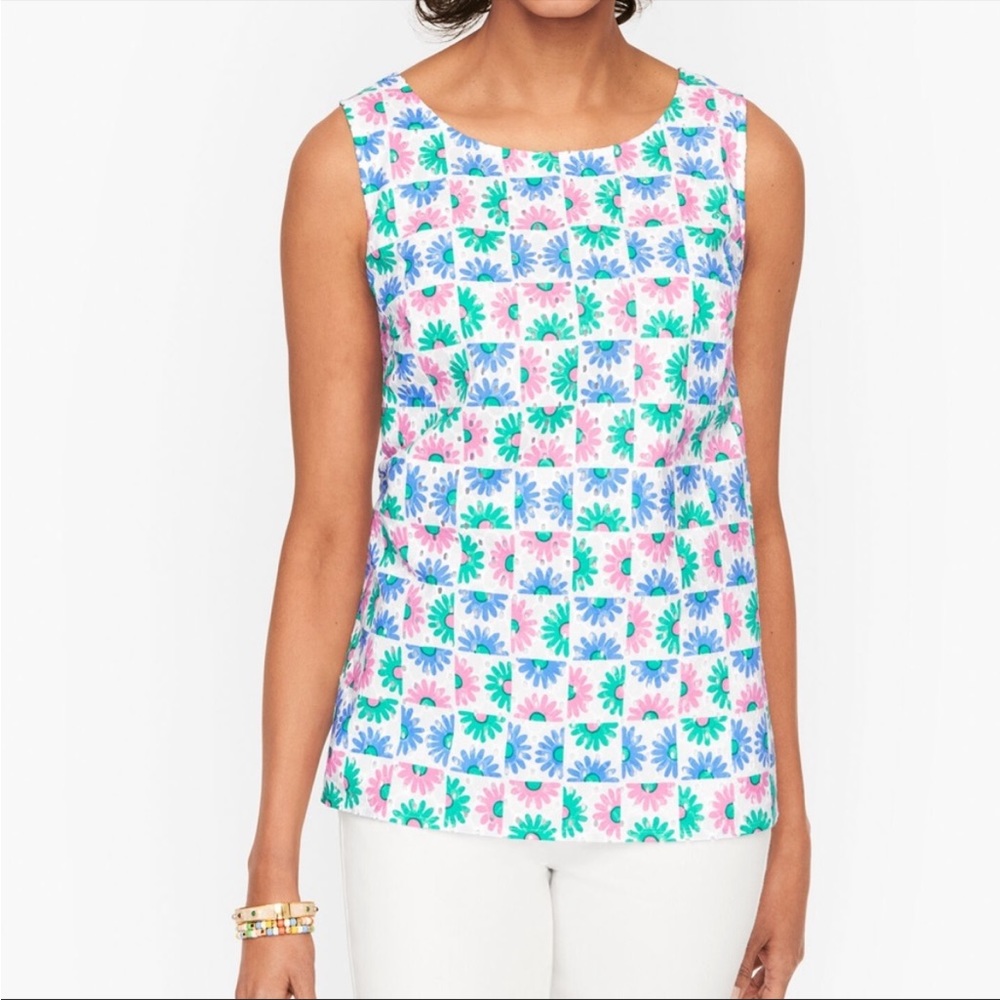 Talbots Daisy Eyelet Shell top Sleeveless